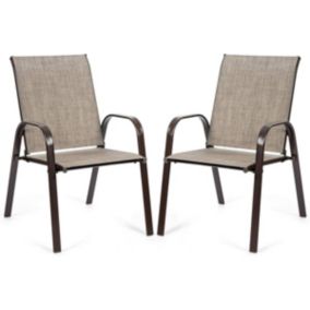 Lot de 2 Chaises de Jardin Pliantes 2 Chaises de Terrasse en Métal avec Accoudoirs et Dossier Haut Charge 160KG