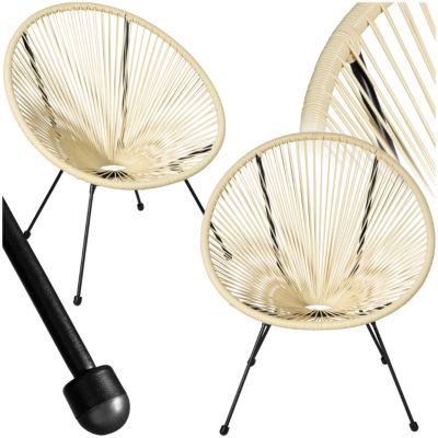 Lot de 2 chaises de jardin pliantes Design rétro dans le style acapulco beige