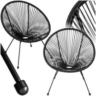 Lot de 2 chaises de jardin pliantes Design rétro dans le style acapulco noir
