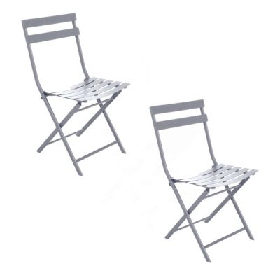 Lot de 2 chaises de jardin pliantes en métal Gris clair, L. 42 x l. 50 x H. 81 cm, GREENSBORO