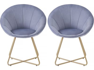 Lot de 2 chaises de la salle a manger en velours "Rosalie"  Gris