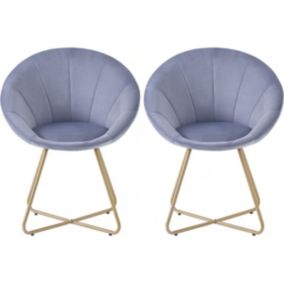 Lot de 2 chaises de la salle a manger en velours "Rosalie"  Gris