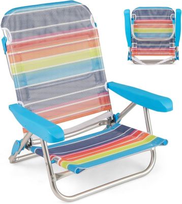 Lot de 2 Chaises de Plage,avec Dossier Réglable 5 Positions, Ultra Leger,Sangle Transport, Cadre en Alu., Charge 150 kg