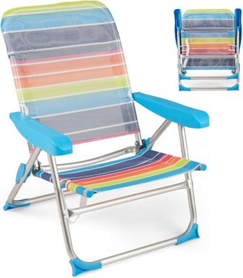 Lot de 2 Chaises de Plage, Chaise Camping Pliante avec Dossier Réglable 5 Positions,64x64x83CM,Multicolore,2