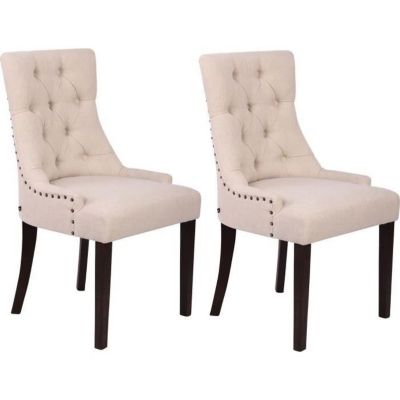 Lot de 2 chaises de salle à manger Aberdeen en tissu , Crème-Antique