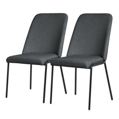 Lot de 2 chaises de salle à manger ECD Germany anthracite en polyester pieds métalliques ergonomique