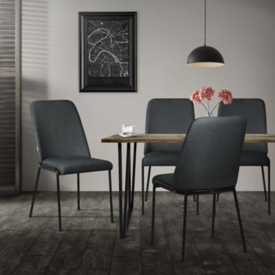 Lot de 2 chaises de salle à manger ECD Germany anthracite en polyester pieds métalliques ergonomique