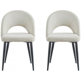 Lot de 2 Chaises de salle à manger en tissu "Alma"  Beige