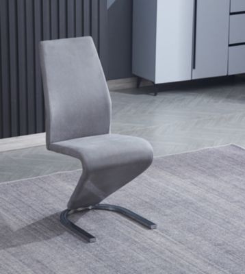 Lot de 2 chaises de salle à manger en tissu jarama coloris gris avec pieds coloris chromé - L. 54 x P. 64 x H. 100 cm