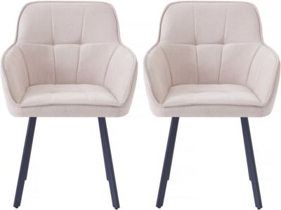 Lot de 2 chaises de salle à manger en tissu "Léonie"  Beige