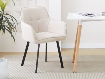 Lot de 2 chaises de salle à manger en tissu "Léonie"  Beige