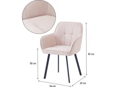 Lot de 2 chaises de salle à manger en tissu "Léonie"  Beige