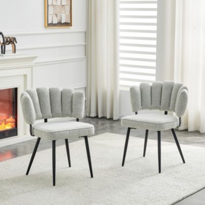 Lot de 2 chaises de salle à manger en velours gris clair avec pieds métal noir