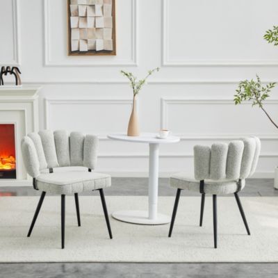 Lot de 2 chaises de salle à manger en velours gris clair avec pieds métal noir