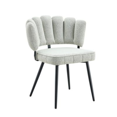 Lot de 2 chaises de salle à manger en velours gris clair avec pieds métal noir