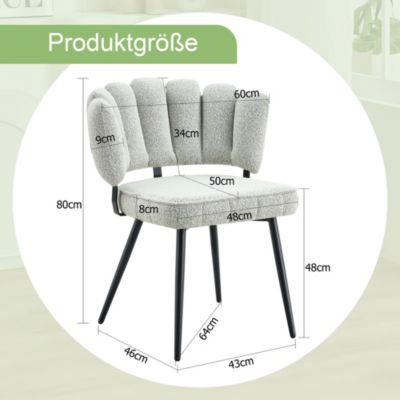 Lot de 2 chaises de salle à manger en velours gris clair avec pieds métal noir