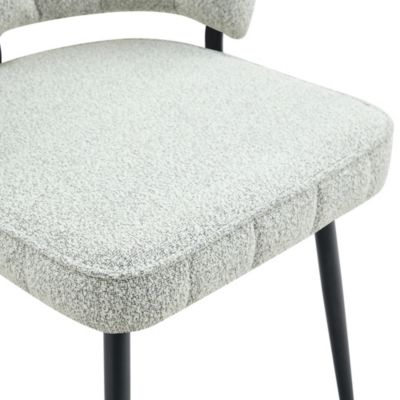 Lot de 2 chaises de salle à manger en velours gris clair avec pieds métal noir