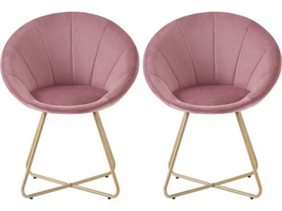 Lot de 2 chaises de salle manger en velours "Rosalie"  Rose