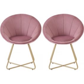 Lot de 2 chaises de salle manger en velours "Rosalie"  Rose