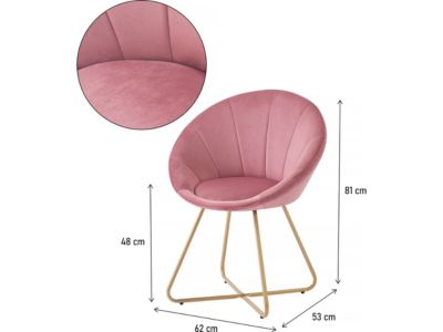 Lot de 2 chaises de salle manger en velours "Rosalie"  Rose