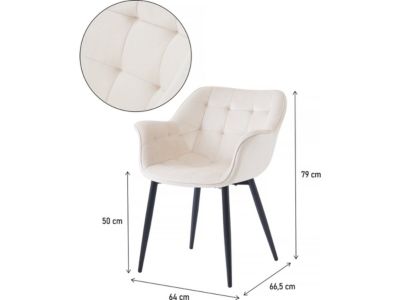 Lot de 2 chaises de salle à manger en velours "Salomé"  Beige