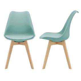 Lot de 2 Chaises de Salle à Manger Fläten Similicuir Hêtre Menthe en.casa