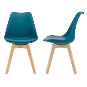 Lot de 2 Chaises de Salle à Manger Fläten Similicuir Hêtre Turquoise en.casa