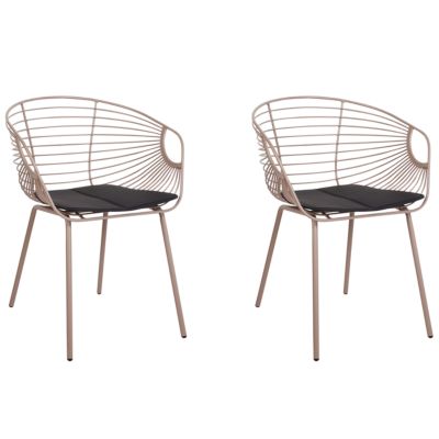 Lot de 2 chaises de salle à manger HOBACK Métal Beige