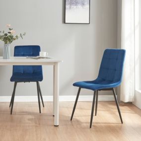 Lot de 2 chaises de salle à manger Lexnitz avec pieds arrondis 89 x 44 x 45 cm bleu foncé noir en.casa