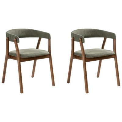 Lot de 2 chaises de salle à manger MYLO Tissu Marron foncé/vert