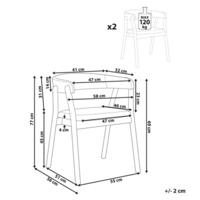 Lot de 2 chaises de salle à manger MYLO Tissu Marron foncé/vert