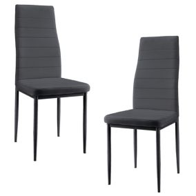 Lot De 2 Chaises De Salle À Manger Similicuir 96 x 43 x 52 cm Gris Foncé en.casa