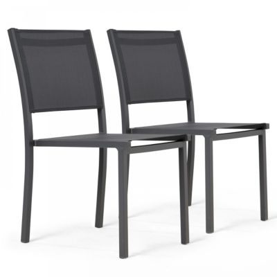 Lot de 2 chaises de terrasse aluminium et textilène gris  Oviala