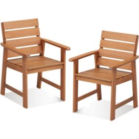 Lot de 2 Chaises de Terrasse en Bois Charge 100KG Siège à Lattes Respirantes et Dossier Incliné