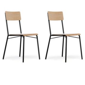 Lot de 2 Chaises Design "Ashburn" 82cm Chêne