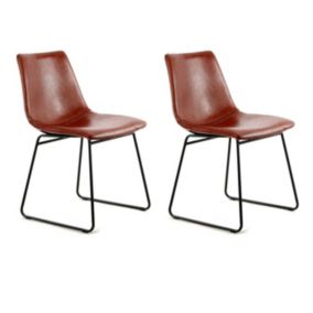 Lot de 2 Chaises Design "Caila" 82cm Marron Café