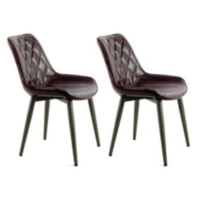 Lot de 2 Chaises Design "Cecil" 81cm Violet Foncé