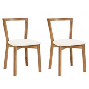 Lot de 2 Chaises Design "Cee" 75cm Chêne & Blanc