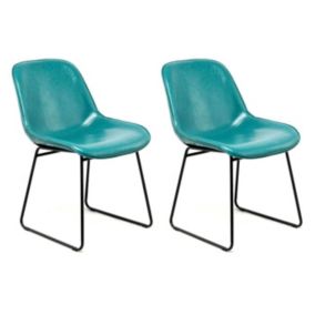 Lot de 2 Chaises Design "Cora" 81cm Bleu Pétrole