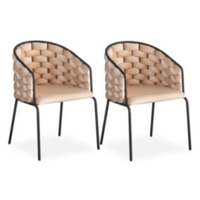 Lot de 2 Chaises Design "Elvire" 79cm Beige