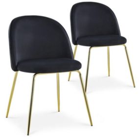 Lot de 2 Chaises Design en Velours "Lia" 79cm Noir