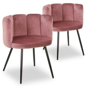 Lot de 2 Chaises Design Velours "Agal" 75cm Rose