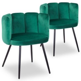 Lot de 2 Chaises Design Velours "Agal" 75cm Vert