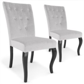 Lot de 2 Chaises Design Velours "Lucky" 106cm Gris