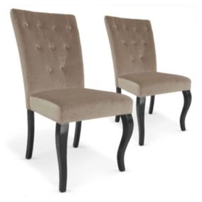 Lot de 2 Chaises Design Velours "Lucky" 106cm Taupe