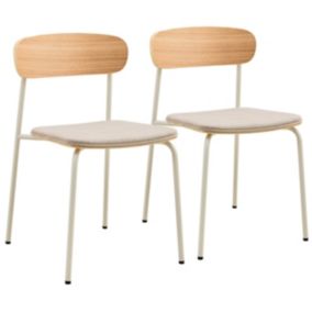 Lot de 2 chaises empilables en bois beige  Oviala