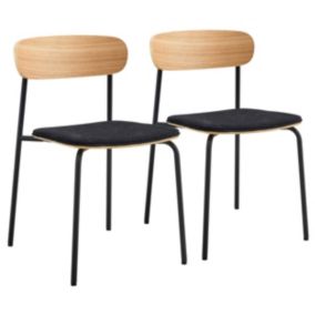 Lot de 2 chaises empilables en bois noir  Oviala