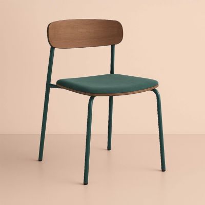 Lot de 2 chaises empilables en bois vert foncé  Oviala