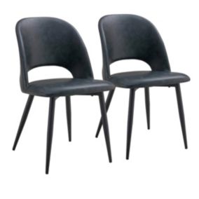 Lot de 2 chaises en acier et textile enduit noir  Oviala