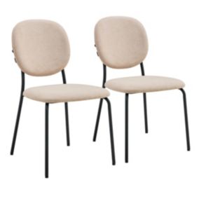 Lot de 2 chaises en acier et tissu beige  Oviala